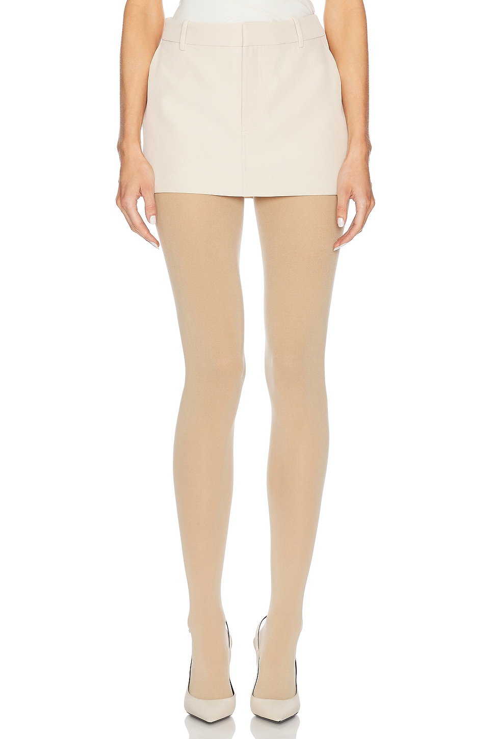 Recycled Twill Trouser Mini Skirt in Cream