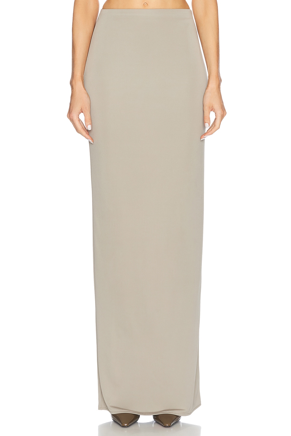 Image 1 of Helsa Matte Jersey Slim Skirt in Oyster