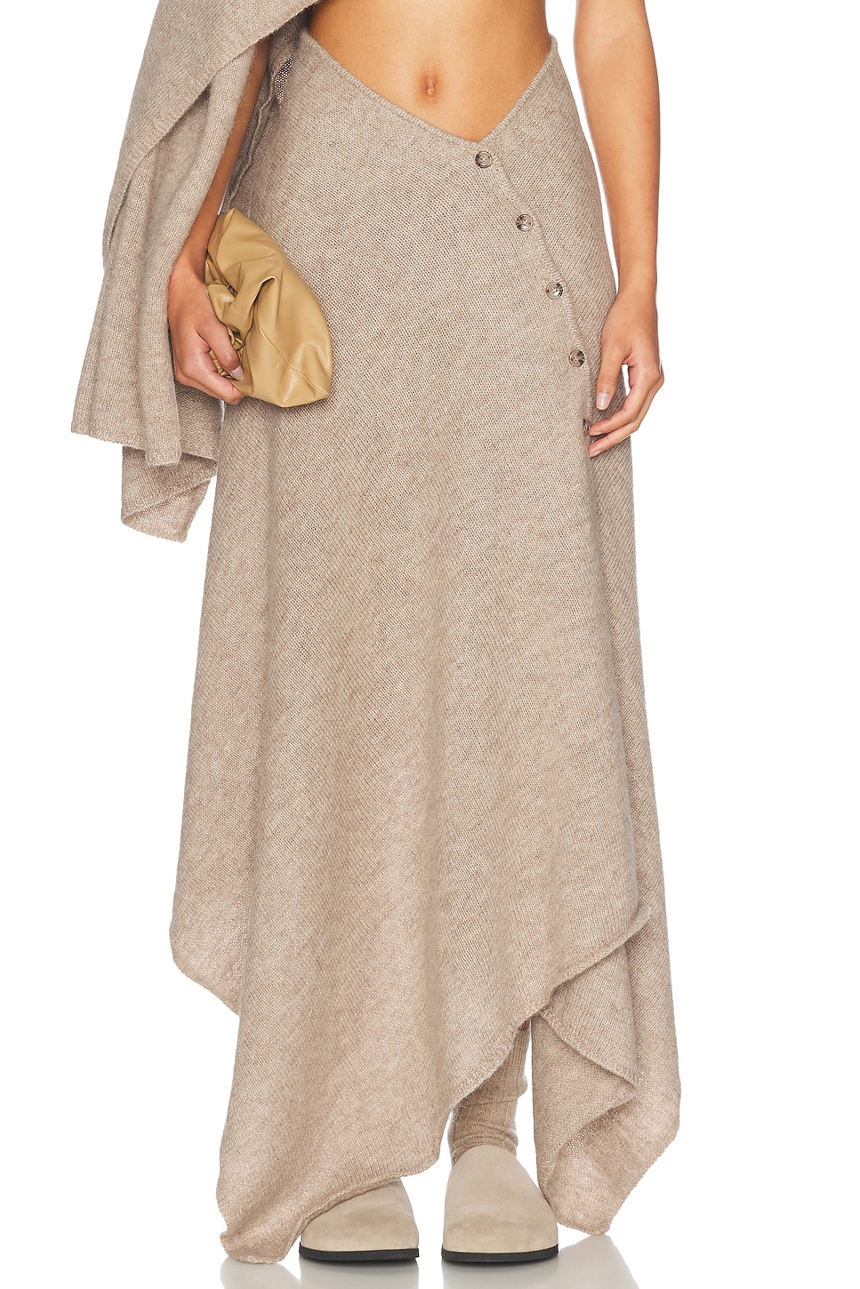 Image 1 of Helsa Lauren Midi Knit Skirt in Beige