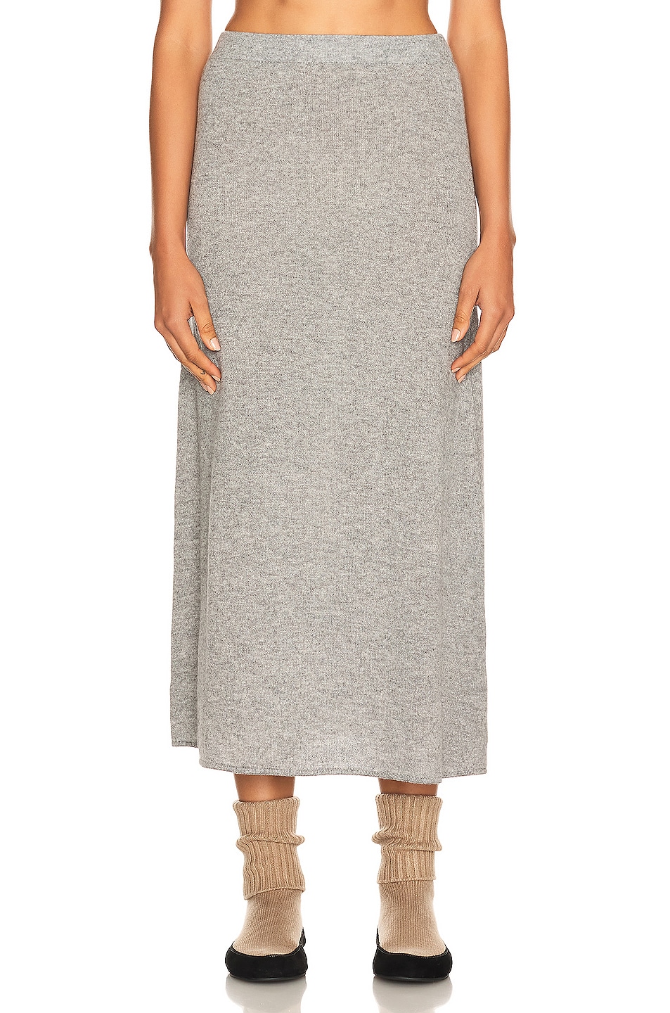 Image 1 of Helsa Einer Cashmere Midi Skirt in Heather Grey