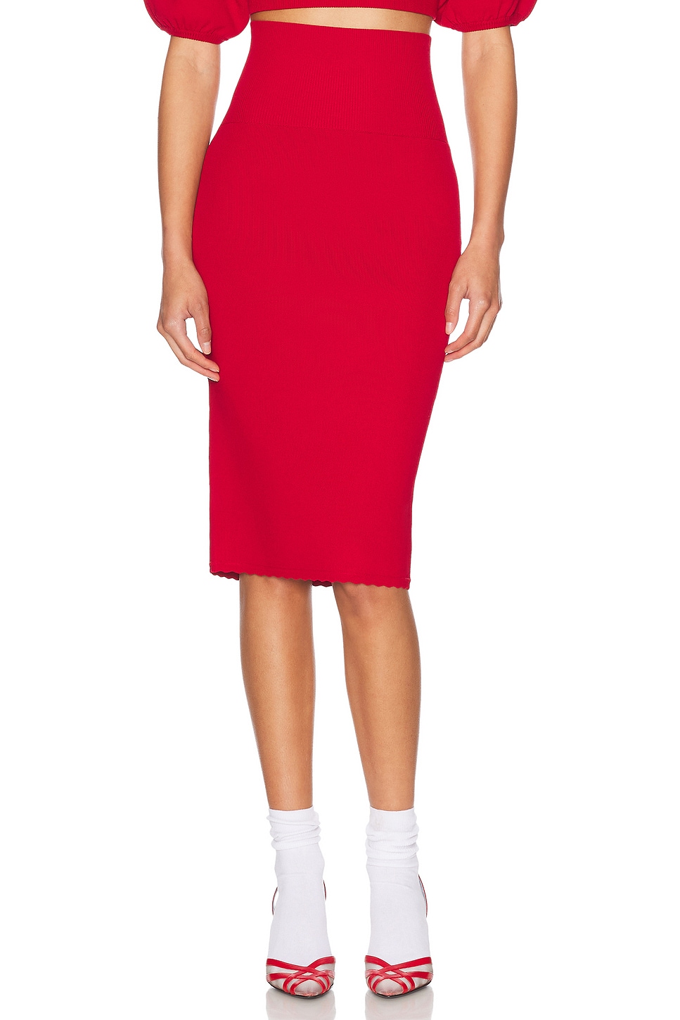 Image 1 of Helsa Luella Midi Skirt in Red