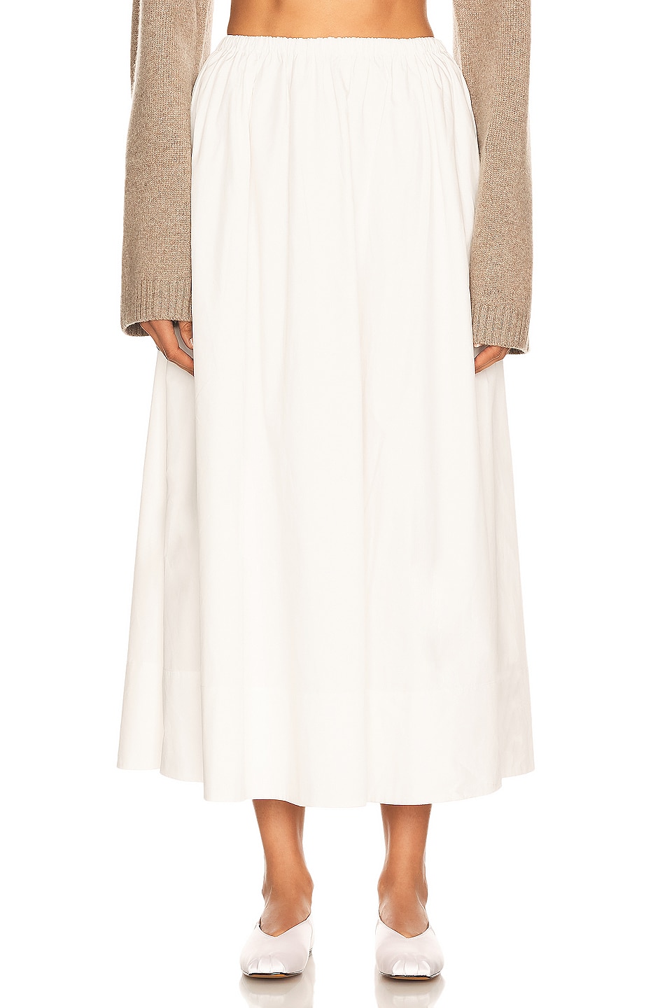 Image 1 of Helsa Cotton Poplin Midi Skirt in White