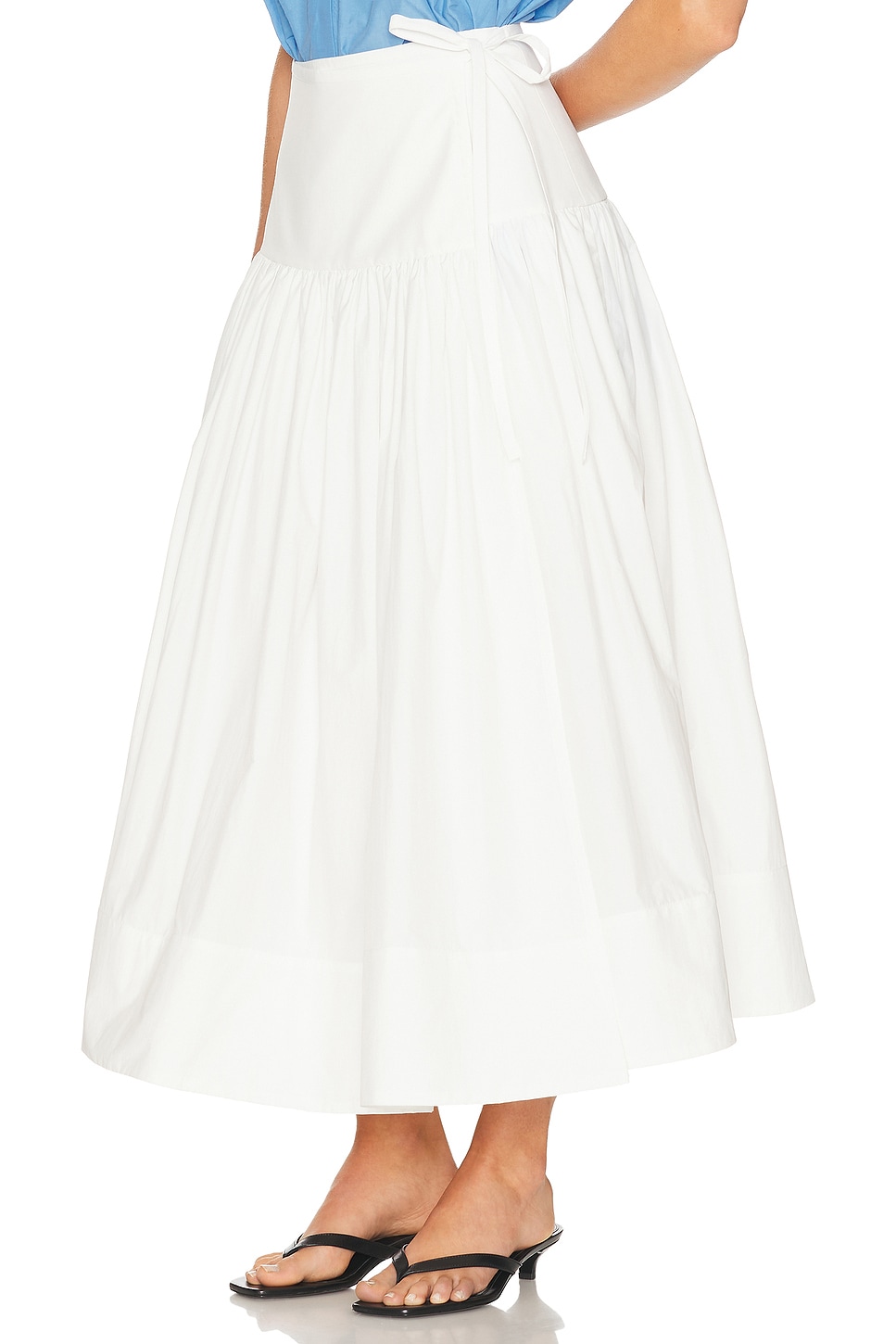 Helsa Midi Wrap Skirt in Tech Poplin