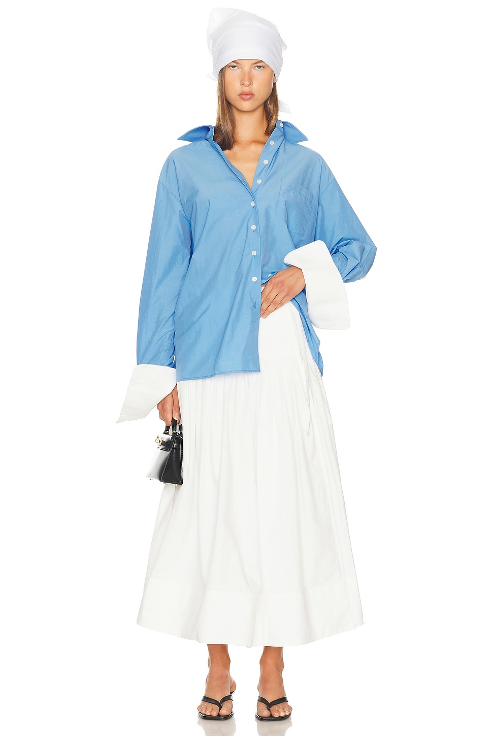 Helsa Midi Wrap Skirt in Tech Poplin