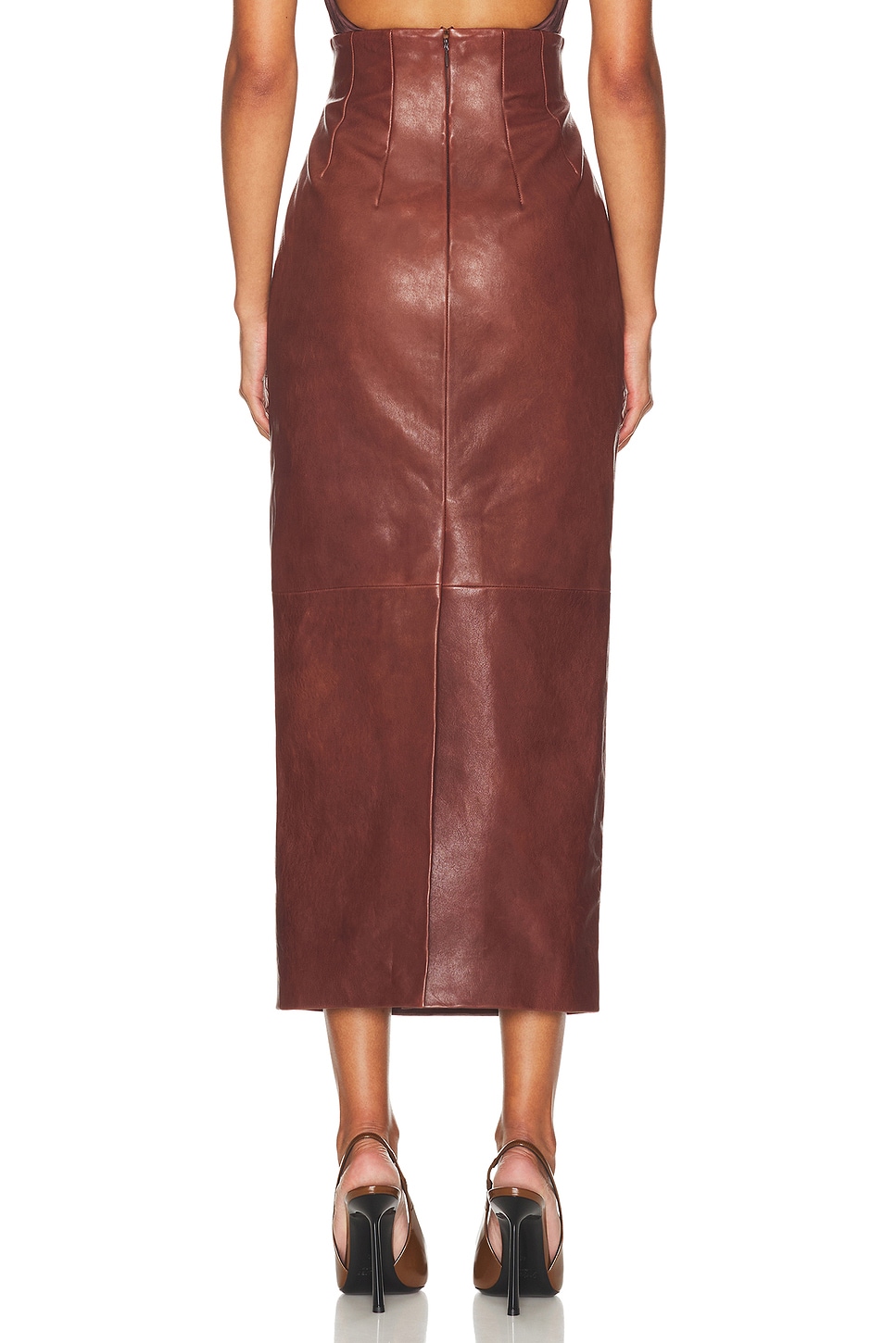 Helsa The Svelte Leather Midi Skirt