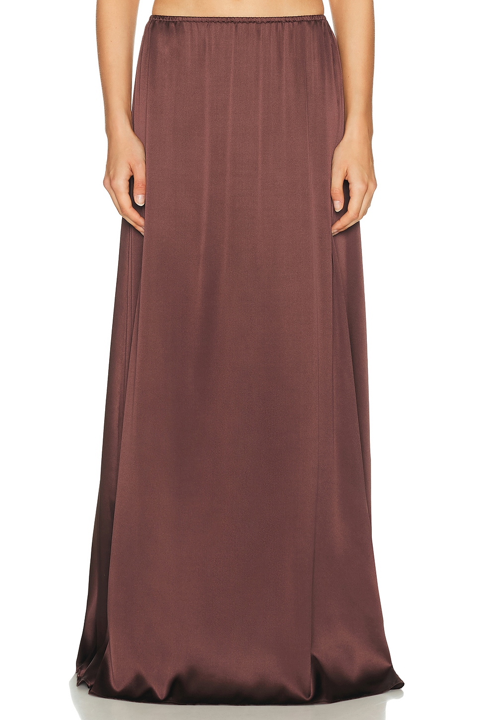 Helsa The Silk Charmeuse Maxi Skirt In Brown