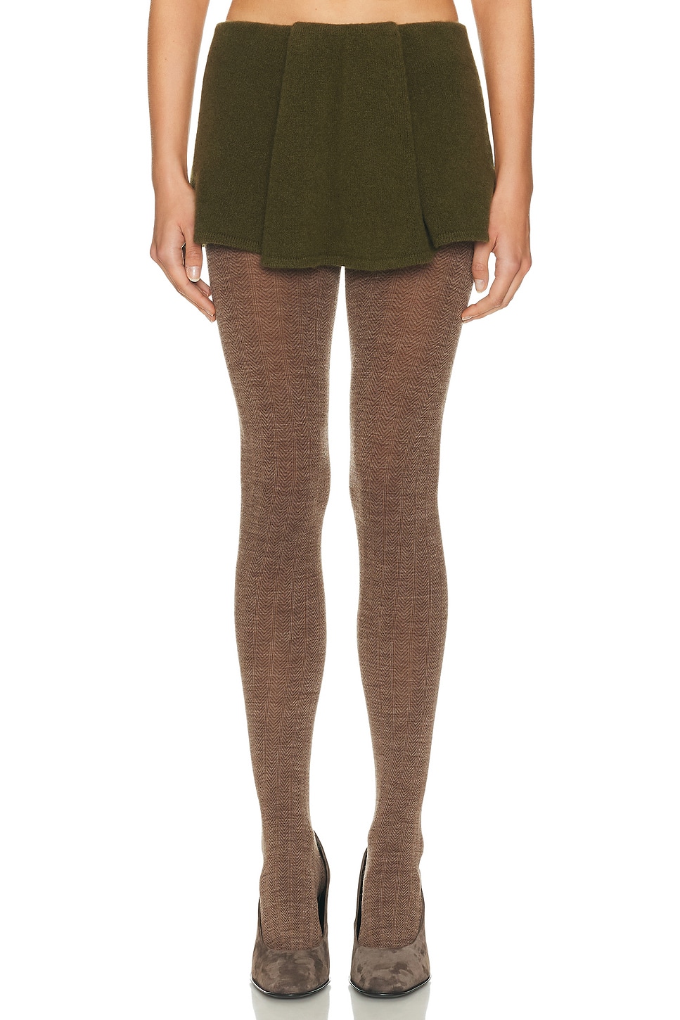 Image 1 of Helsa Josefine Knit Skirt in Olive
