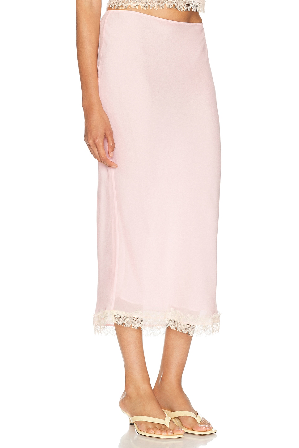 HELSA
Viscose Georgette Slip Skirt With Lace