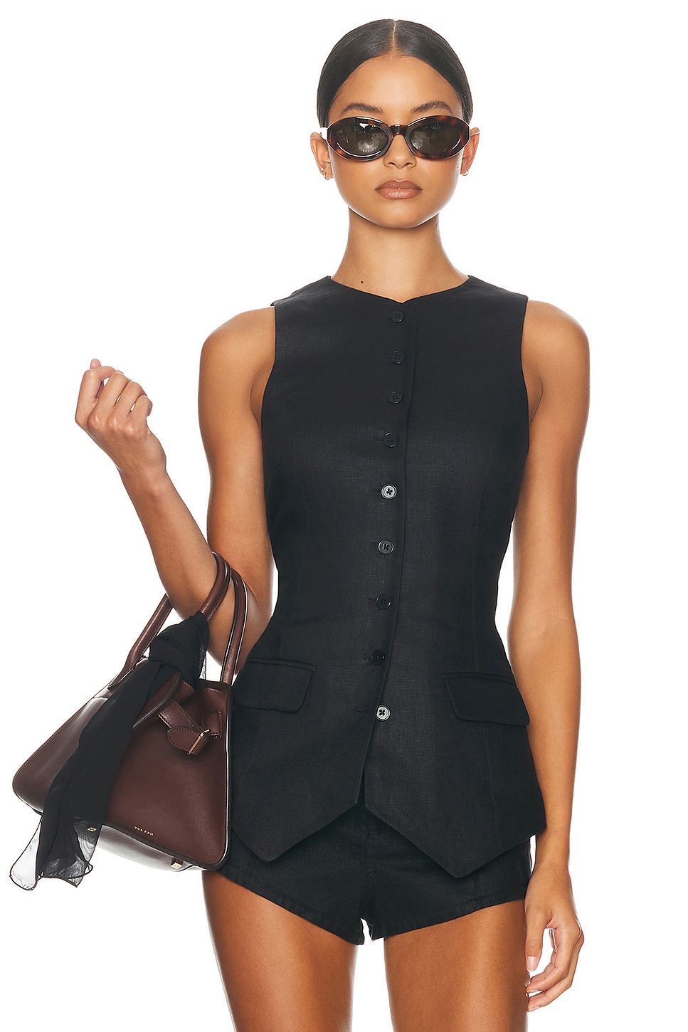 Image 1 of Helsa Linen Button Tunic in Black