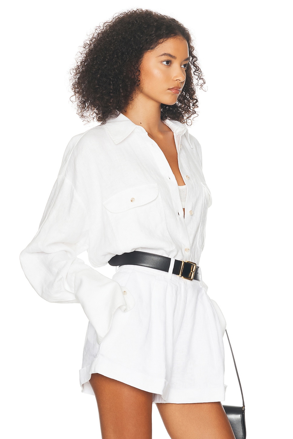 Shop Helsa Washed Linen Shirt In Natural White