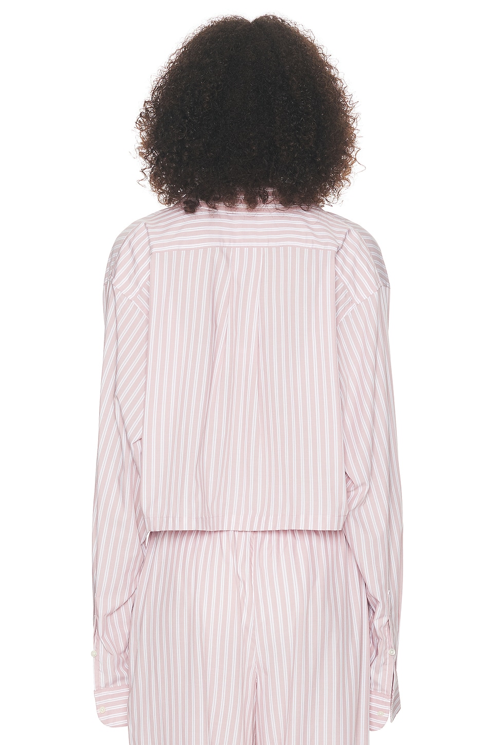 Wide Stripe Poplin Cropped Shirt - Thumbnail 5
