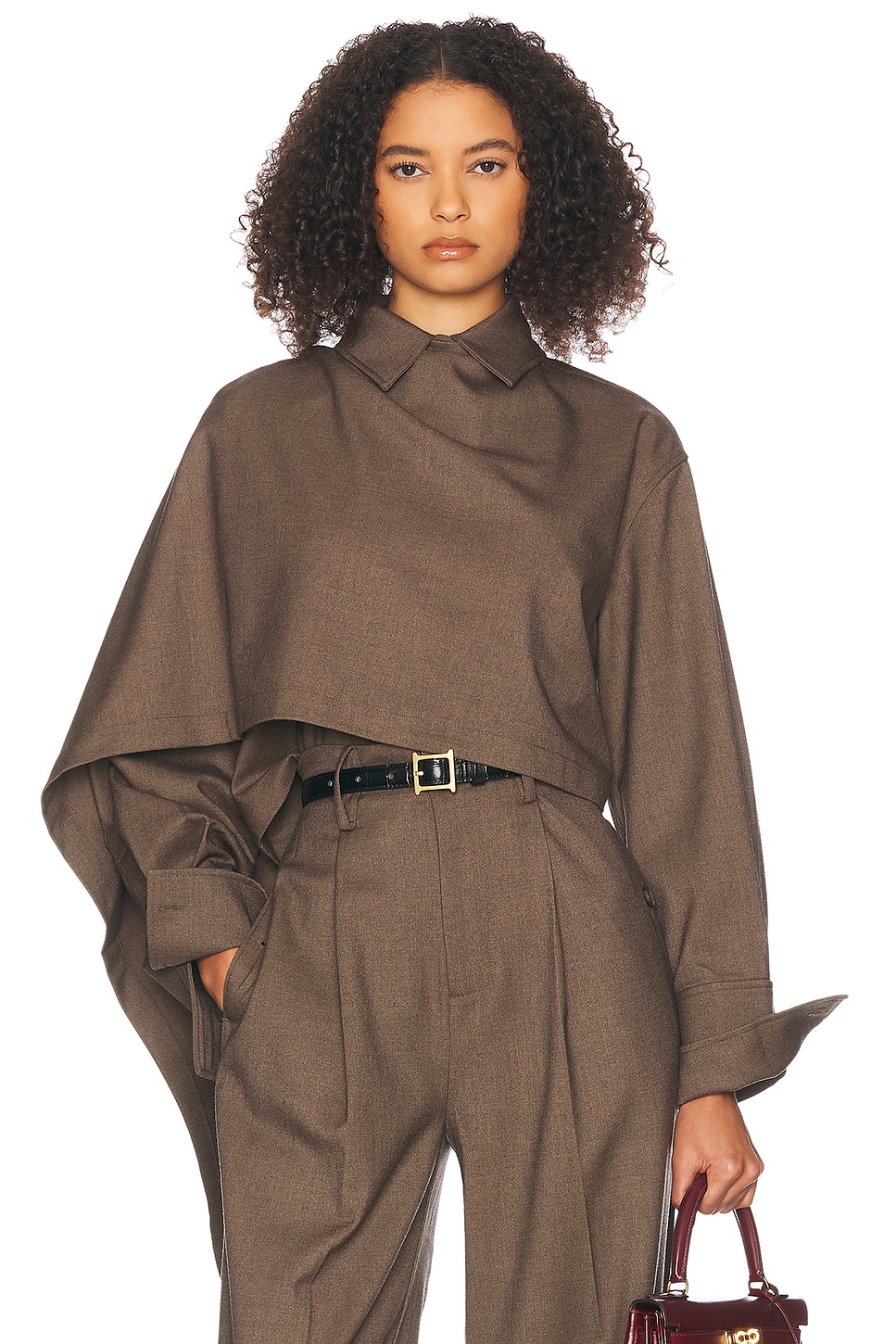 Image 1 of Helsa The Left Bank Layered Shirt in Cocoa Melange