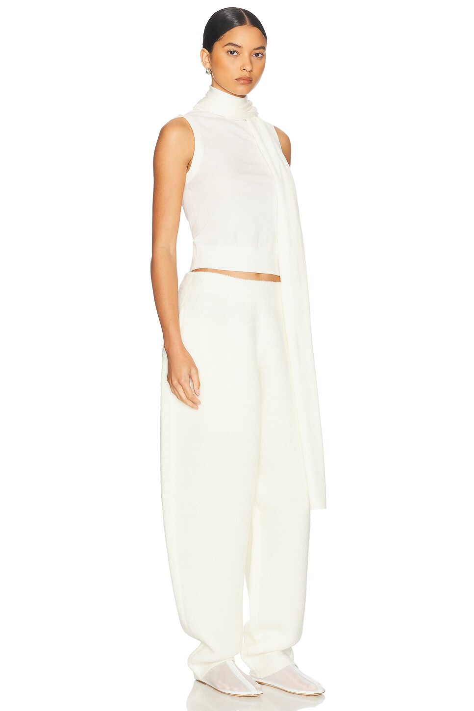 Shop Helsa Charlee Knit Scarf Top In Ivory