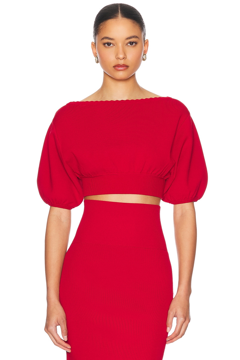 Image 1 of Helsa Luella Short Sleeve Sweater in Red