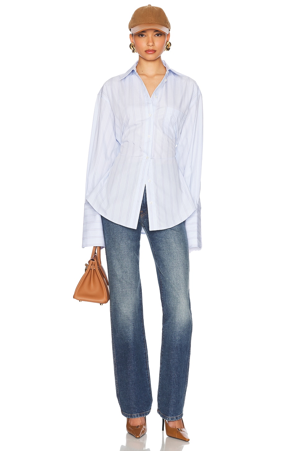 Helsa - Stripe Poplin Lace Back Shirt | Plush