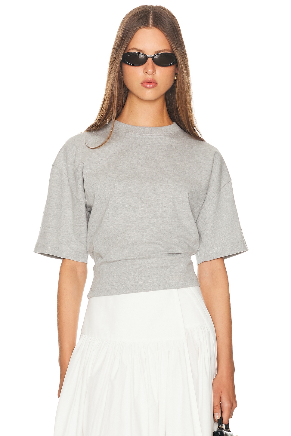 Image 1 of Helsa The Sculpted Tee in Thick Jersey in Heather Grey