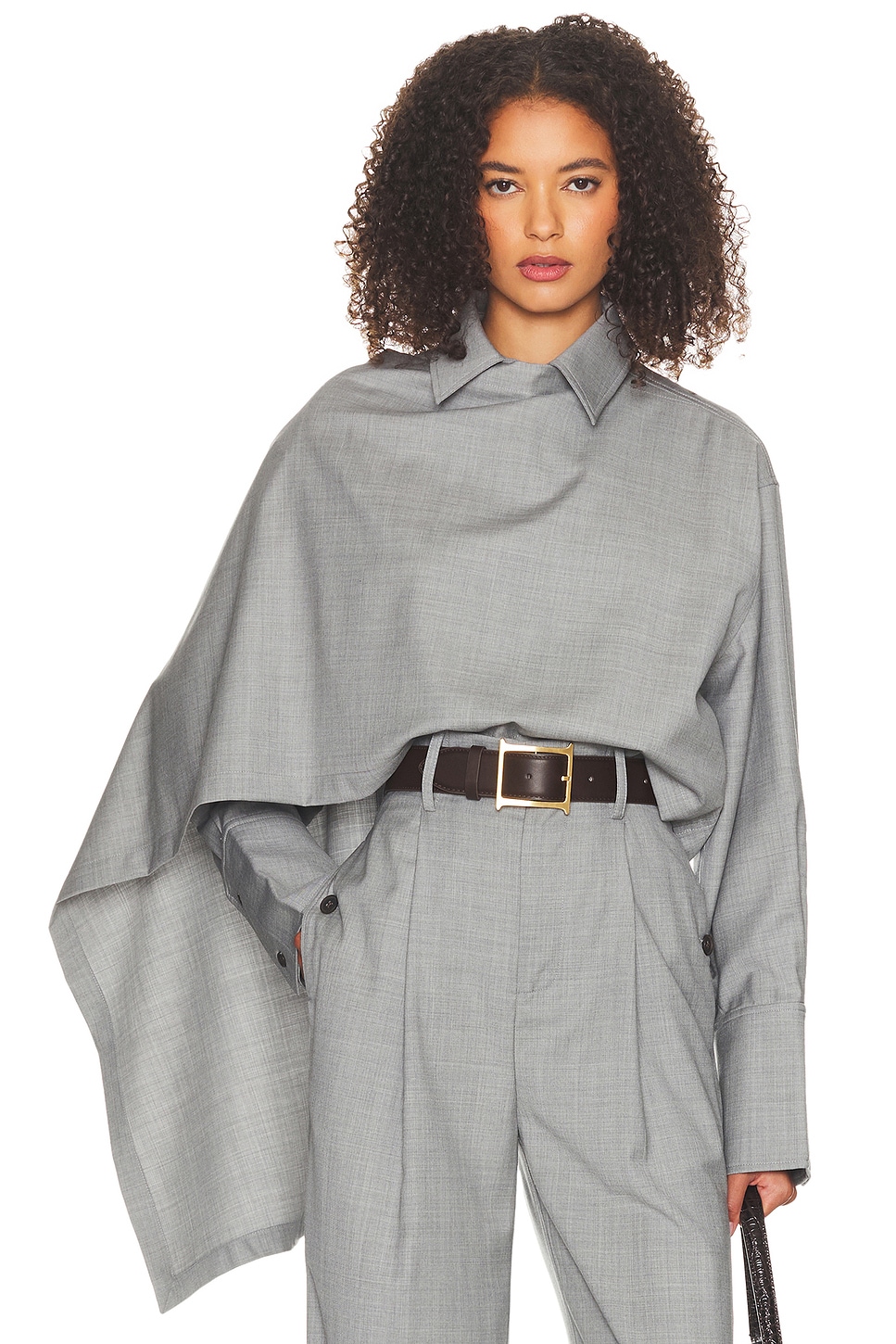 Image 1 of Helsa The Left Bank Layered Shirt in Grey Melange