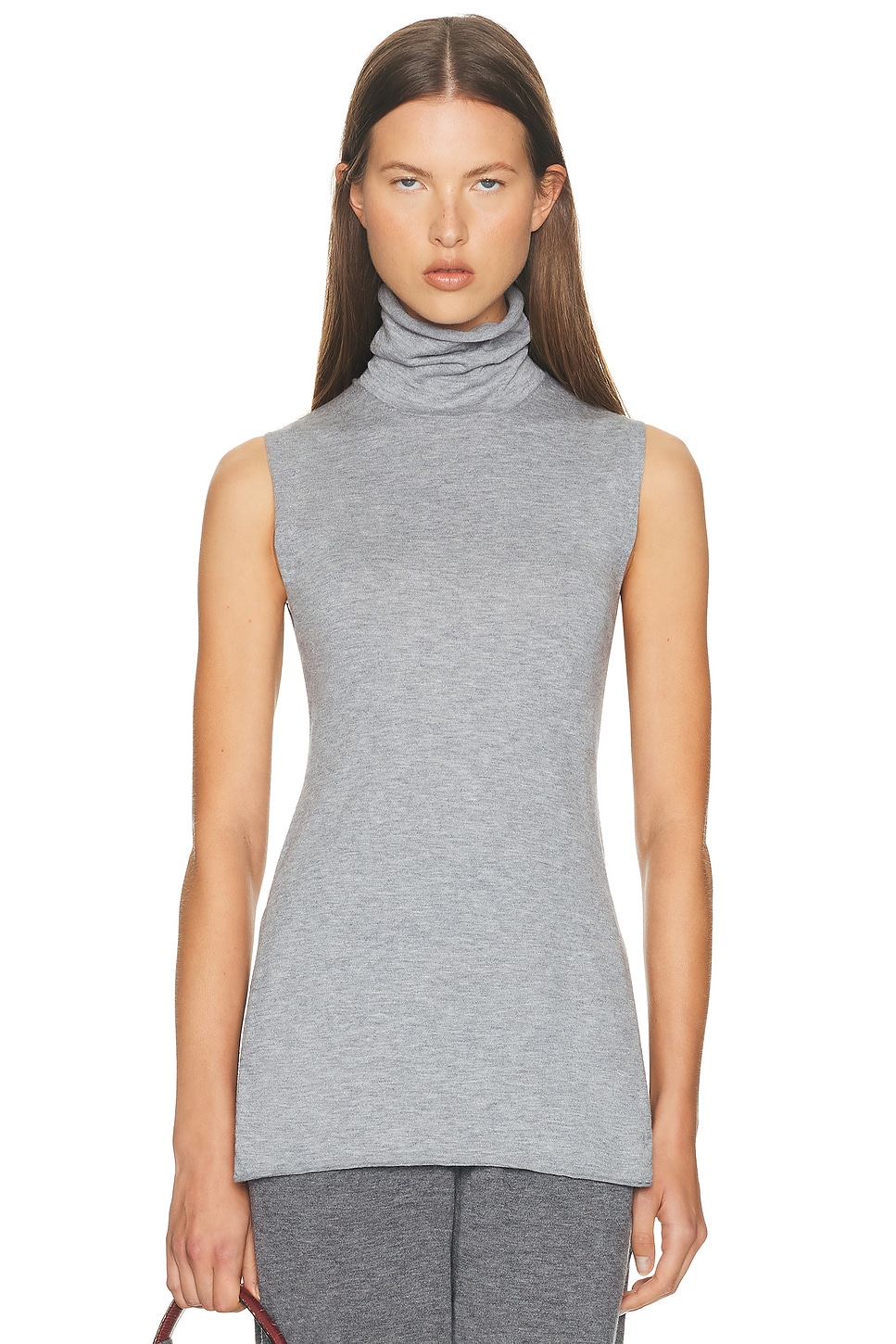 Image 1 of Helsa Kerstin Sleeveless Turtleneck in Light Heather Grey