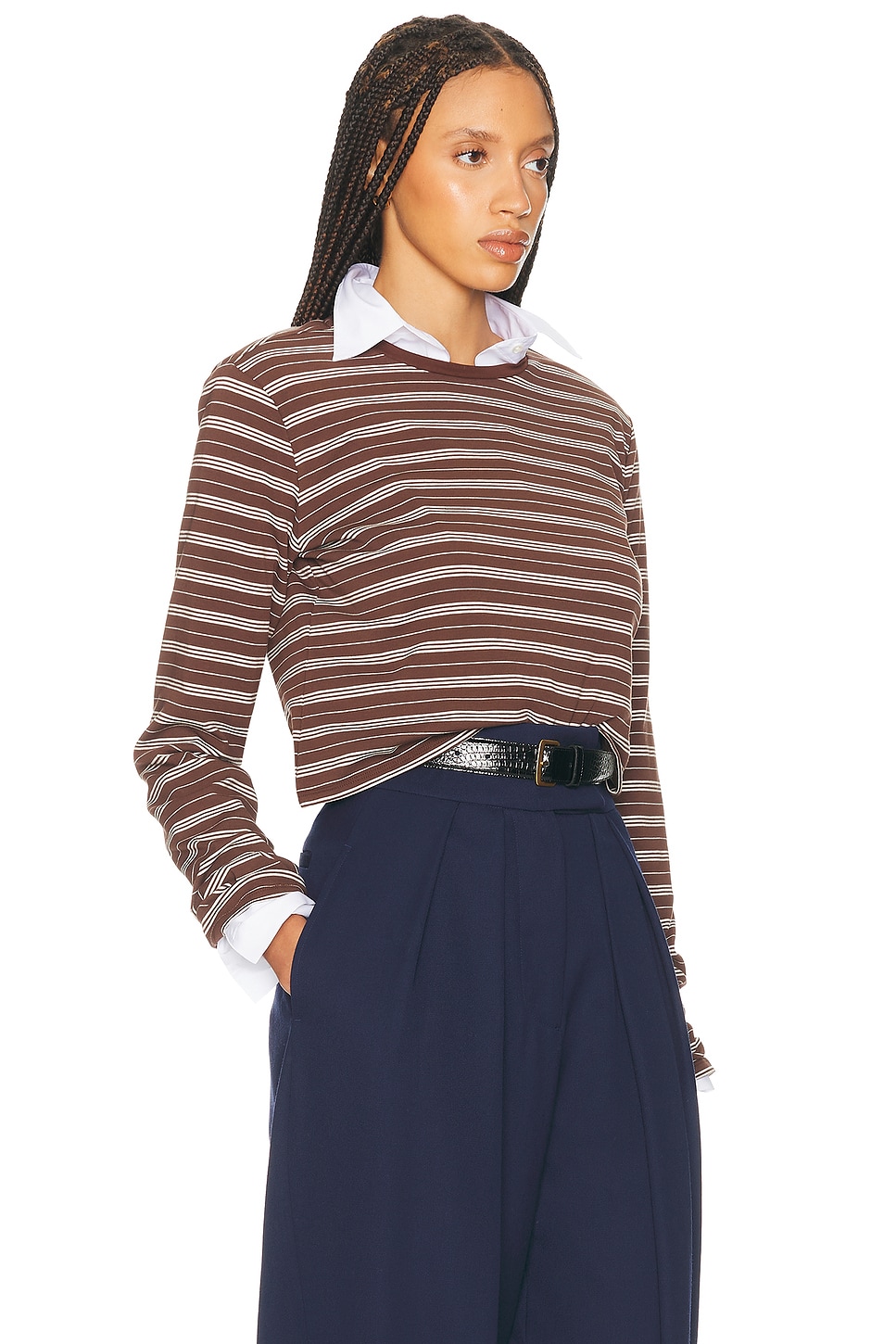HELSA
The Rib Long Sleeve Tee In Stripe