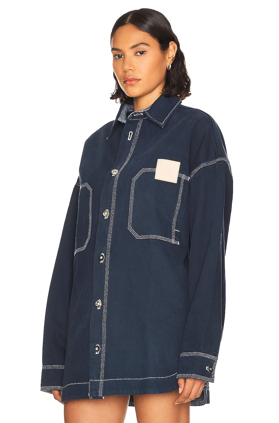 Helsa Denim Overshirt in Navy | FWRD