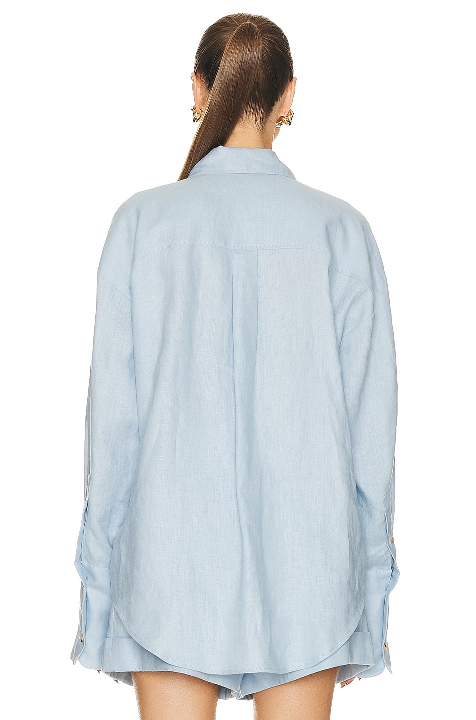 Helsa Linen Button Down Shirt in Chambray Blue FWRD