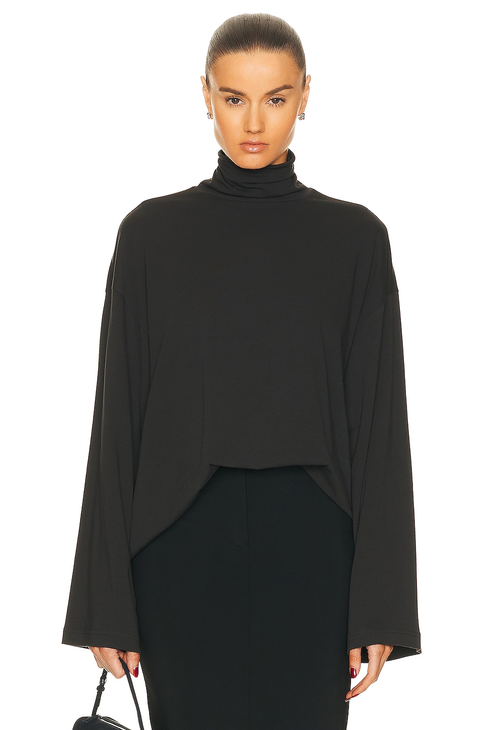 Image 1 of Helsa Jersey Oversized Turtleneck in Black