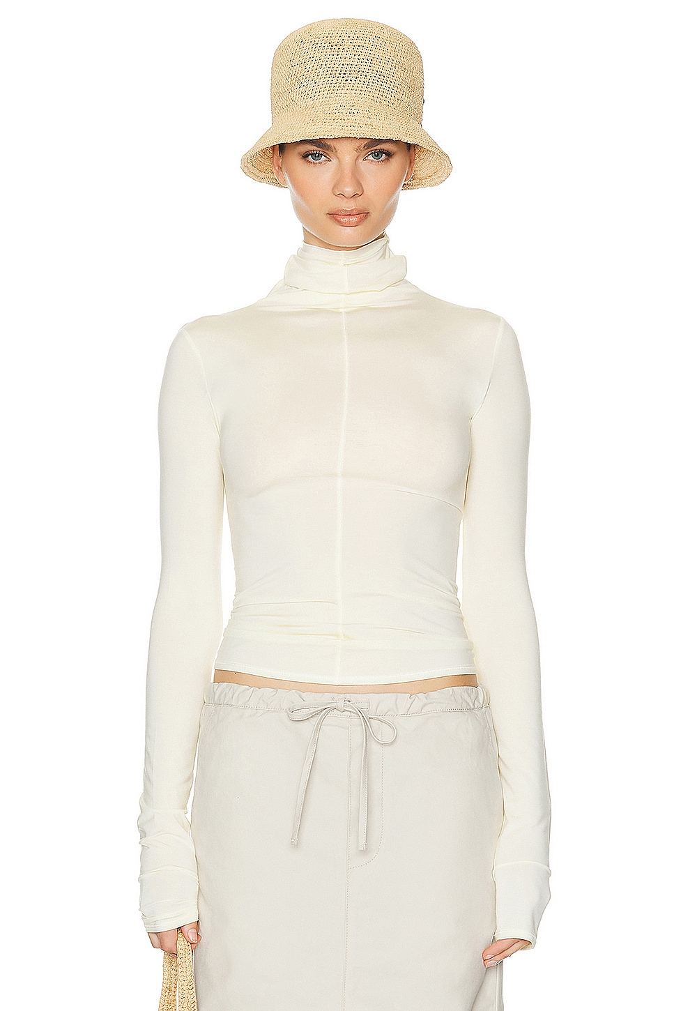 Image 1 of Helsa Jersey Seamed Top in Sunlight Yellow