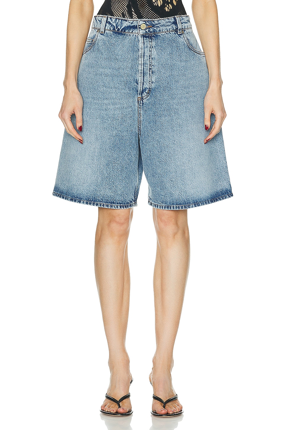 Image 1 of Heavy Manners Baggy Denim Short in Babygirl