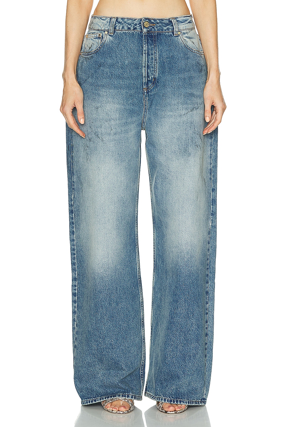 Image 1 of Heavy Manners Low Rise Baggy Denim in Vintage Wash