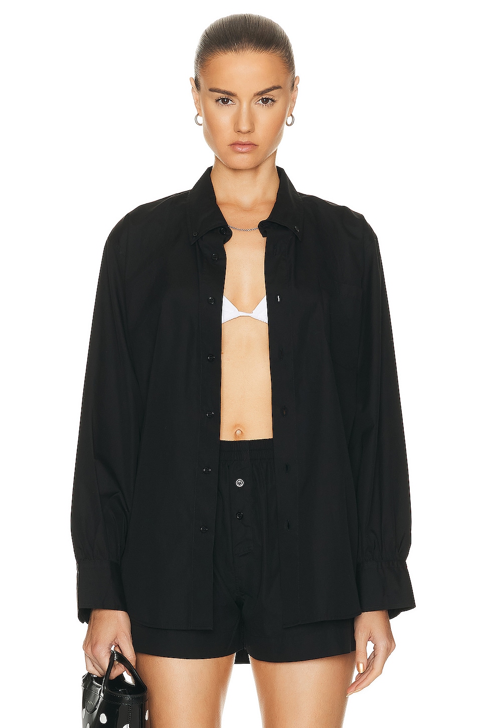 Image 1 of Heavy Manners Poplin Button Down Top in Black