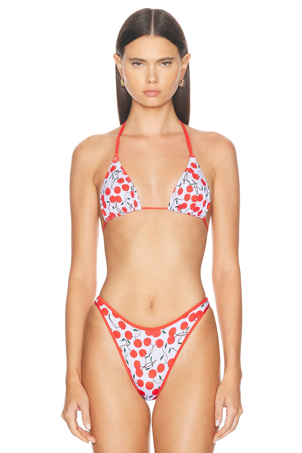 Image 1 of Heavy Manners X Elsa Hosk Double String Bikini Top in Cherry On Top!