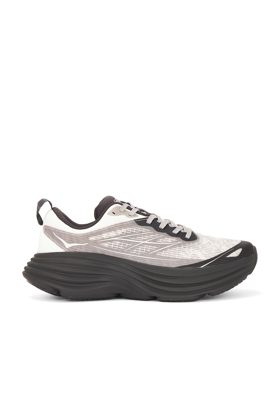 Image 1 of Hoka U Bondi 8 Caged Sneaker in Grey & Metallic Silver in Grout & Carbon Black