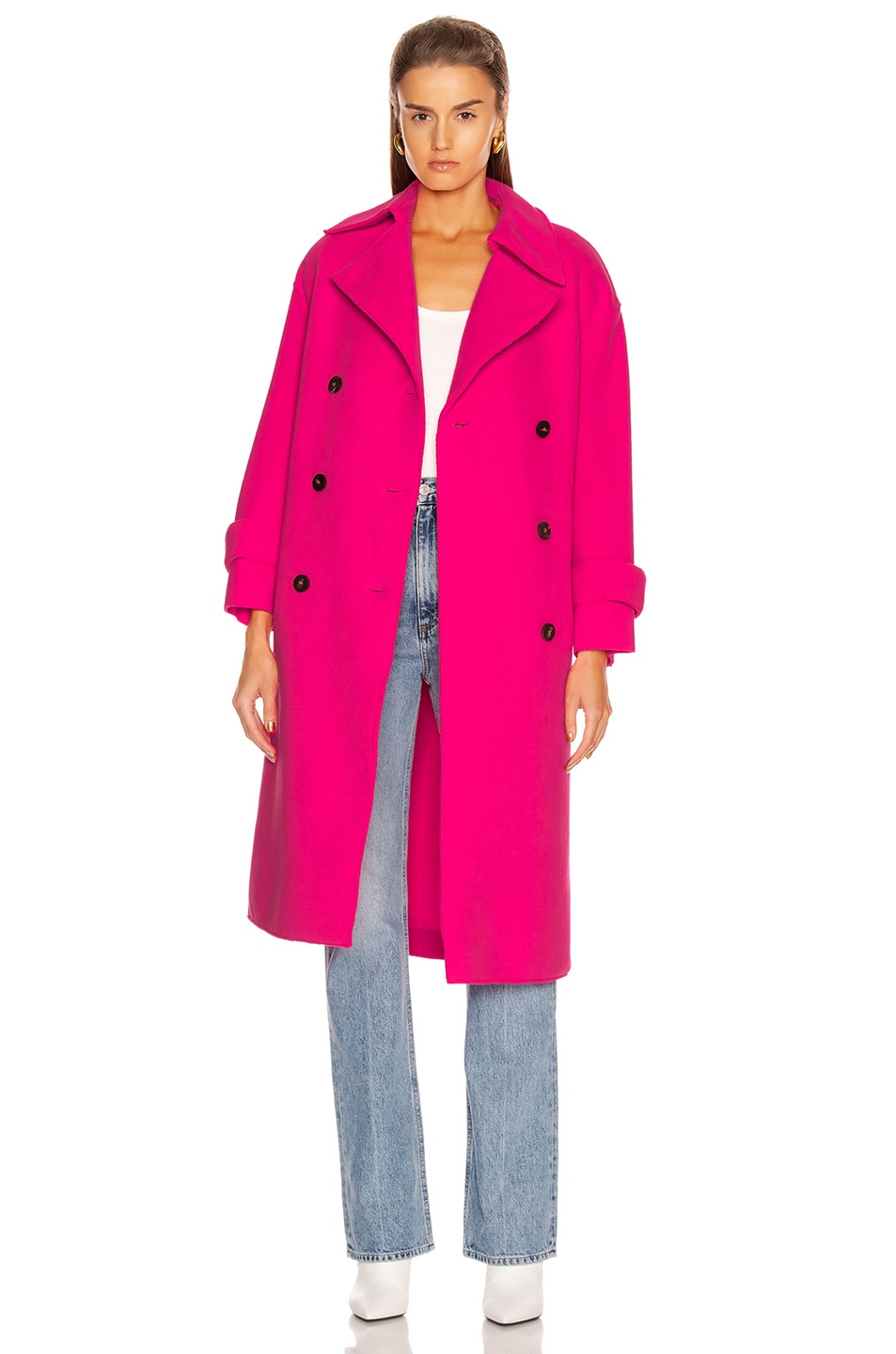 Image 1 of Harris Wharf London Oversized Trench Coat in Pink Neon