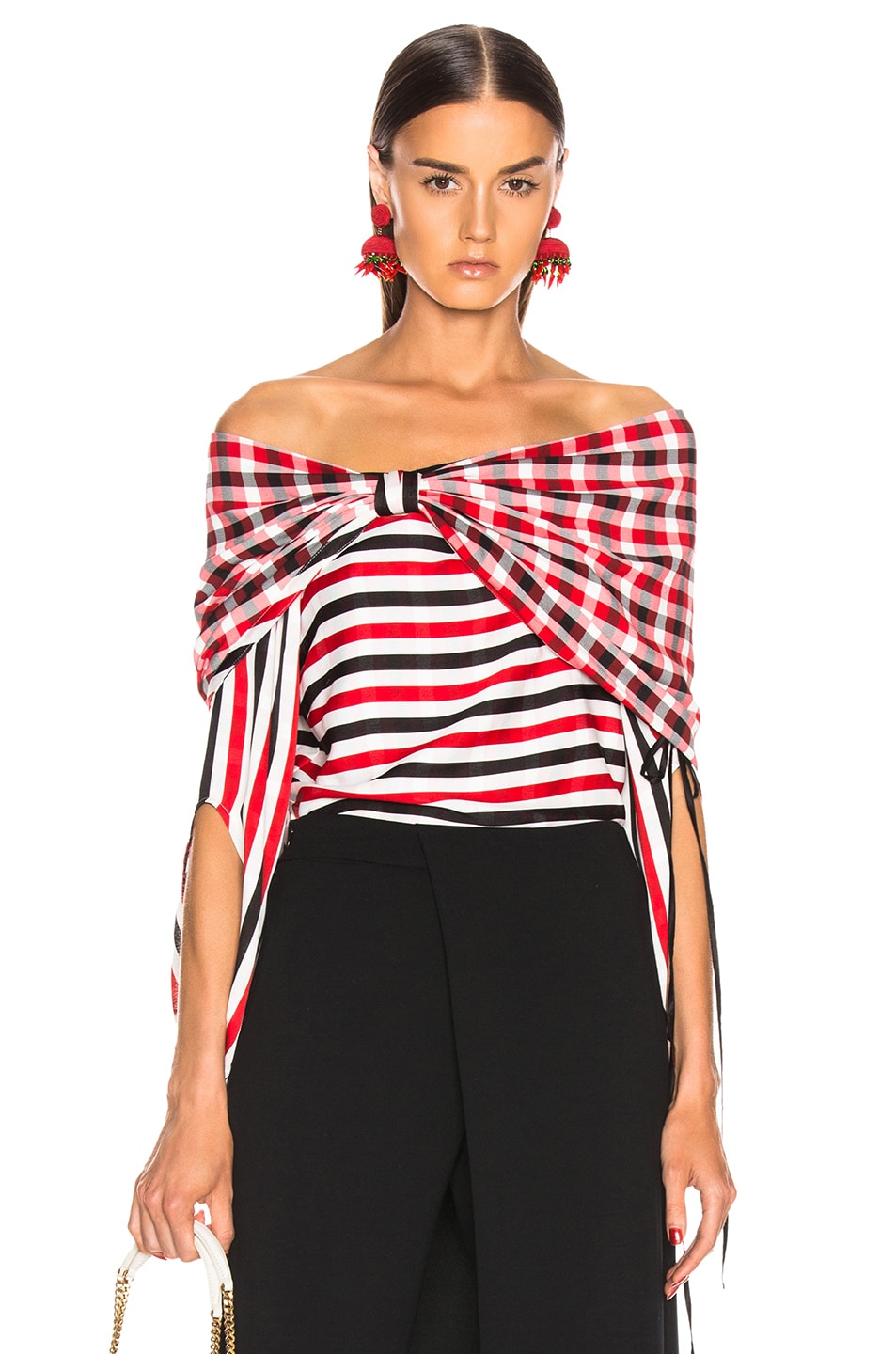 Image 1 of HELLESSY Galaxy Blouse in Red, White & Black