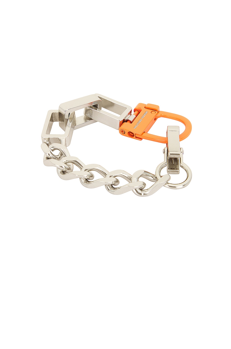 Image 1 of Heron Preston Multichain Square Bracelet in Silver & Orange