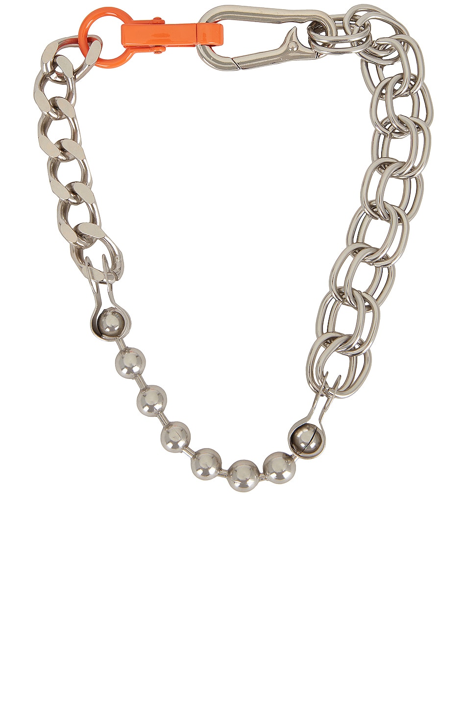 Image 1 of Heron Preston Multichain Necklace in Silver & Orange