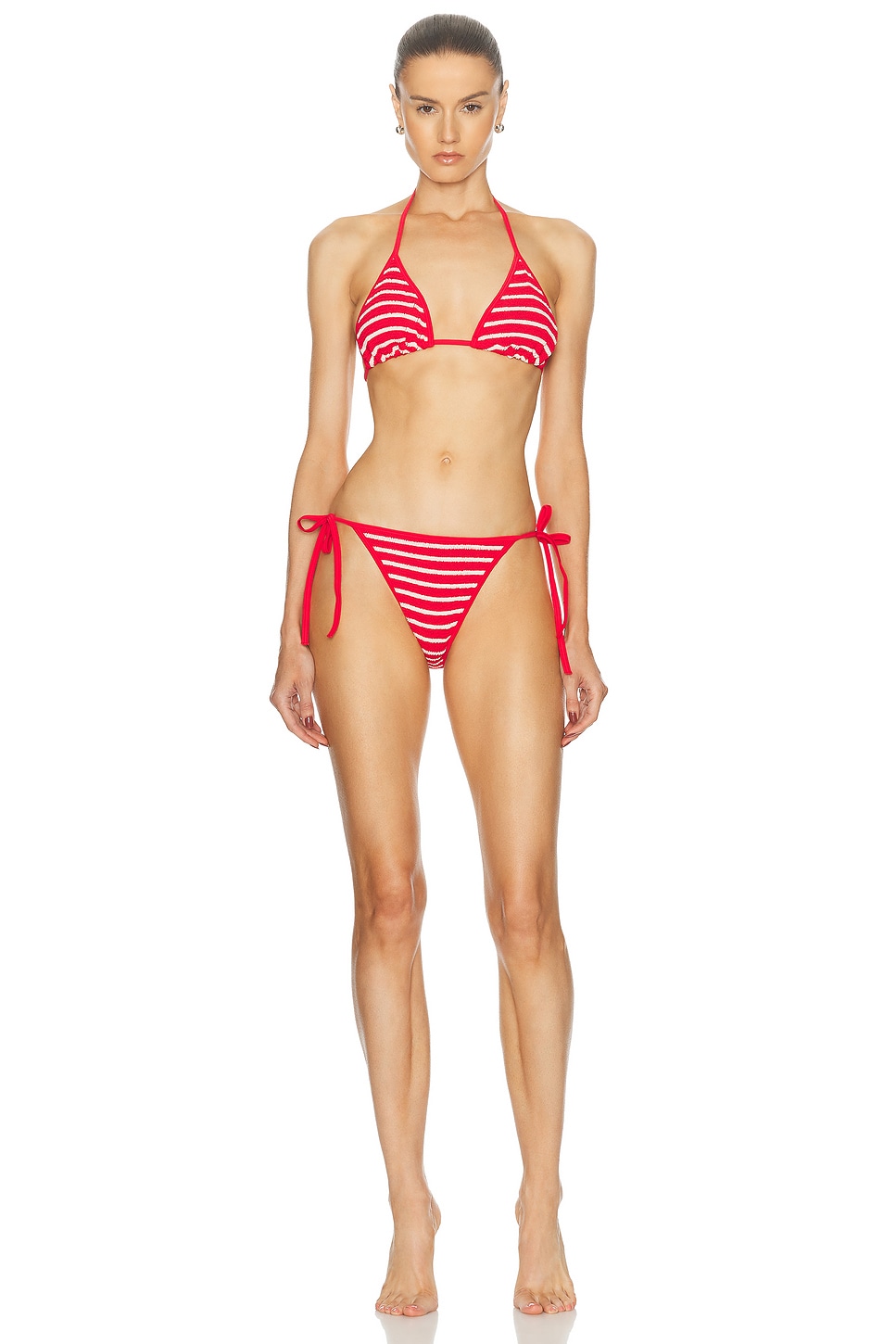 Shop Hunza G Gina Bikini In Red & White Stripe