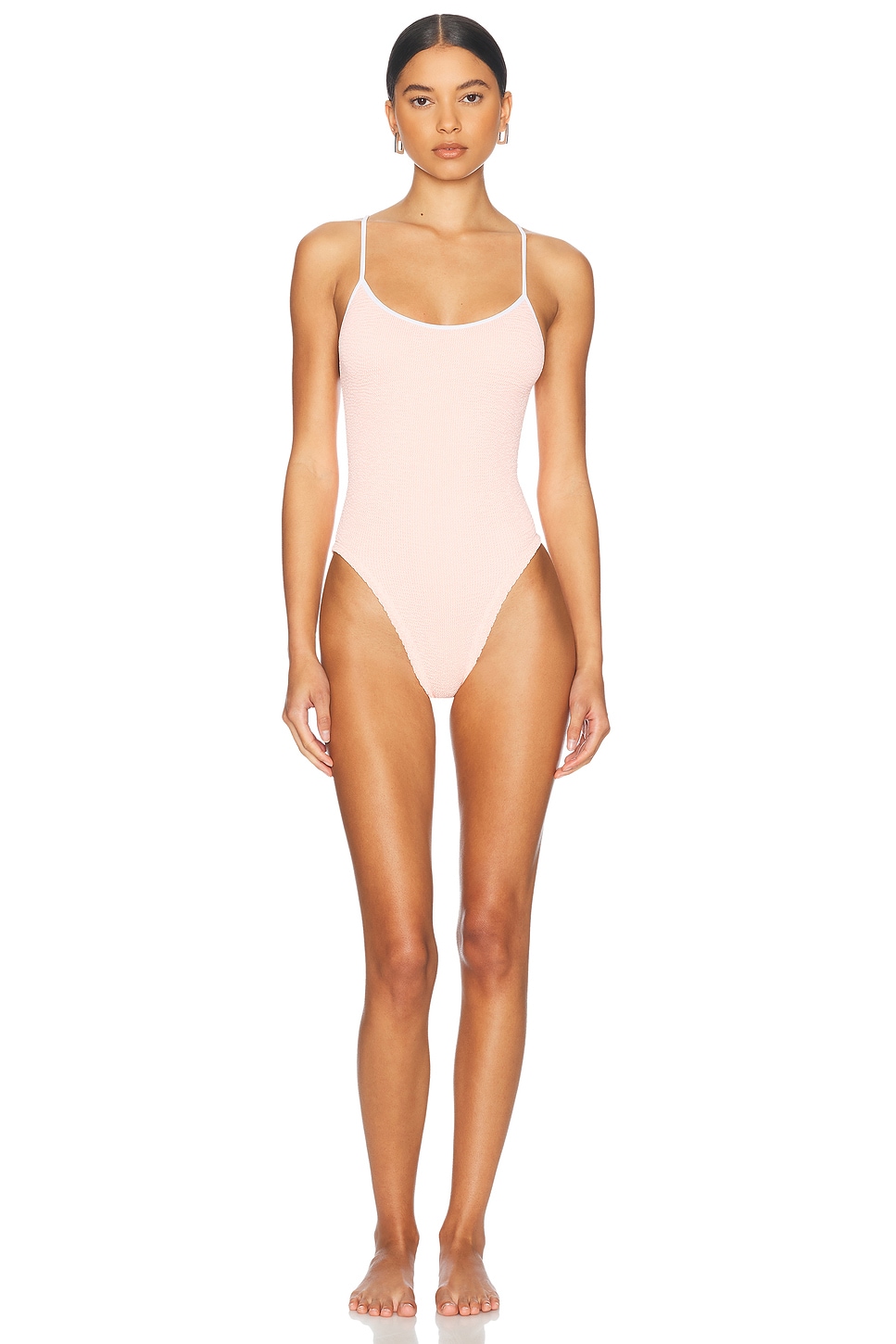 Pamela Contrast Swim One Piece in Peach