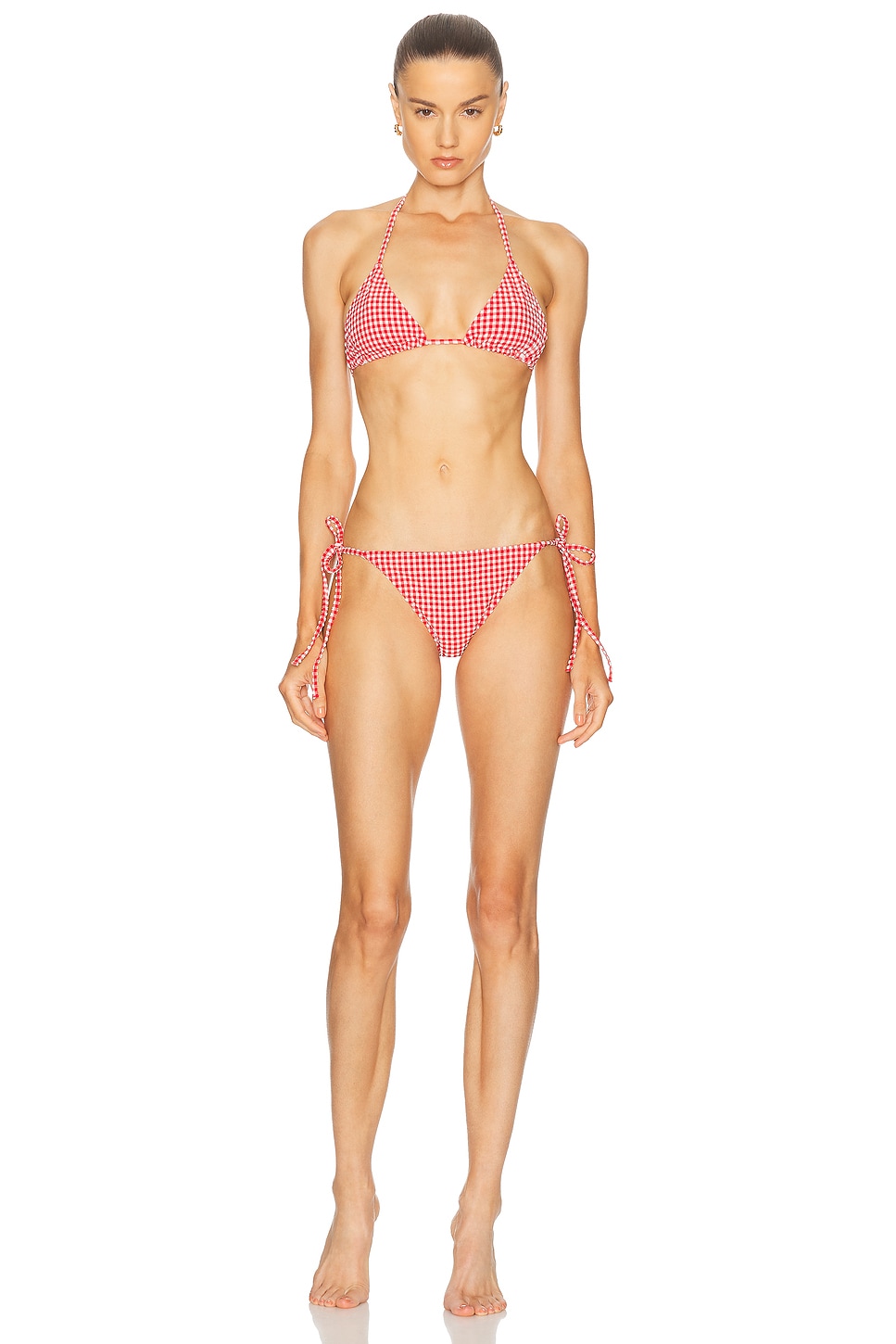 Image 1 of Hunza G Sabrina Bikini Set in Red Gingham