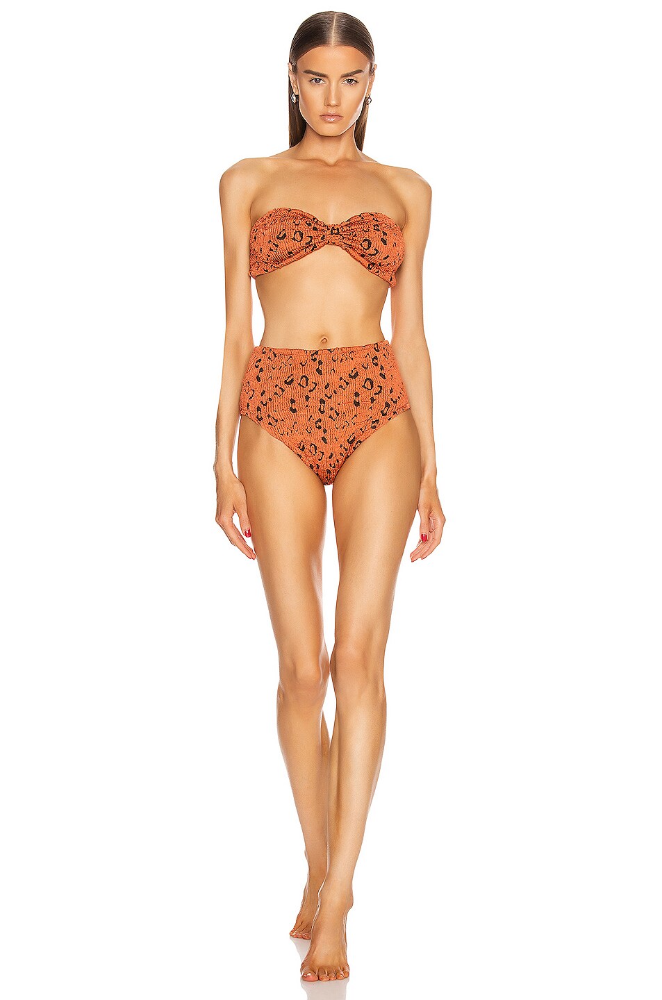 Image 1 of Hunza G Posey Bikini in Metallic Rust Leopard