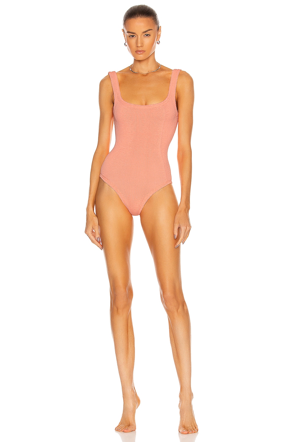 Image 1 of Hunza G Square Neck Swimsuit in Coral