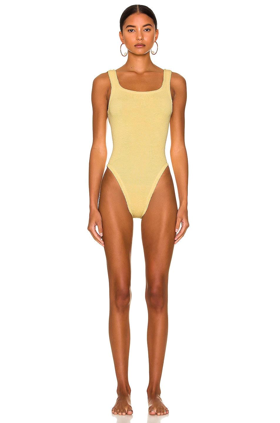 Image 1 of Hunza G Square Neck One Piece Swimsuit in Butter