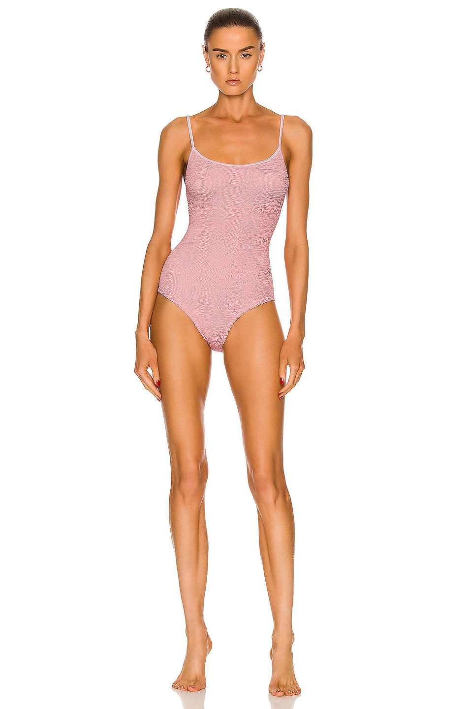 Image 1 of Hunza G Pamela One Piece Swimsuit in Metallic Pink
