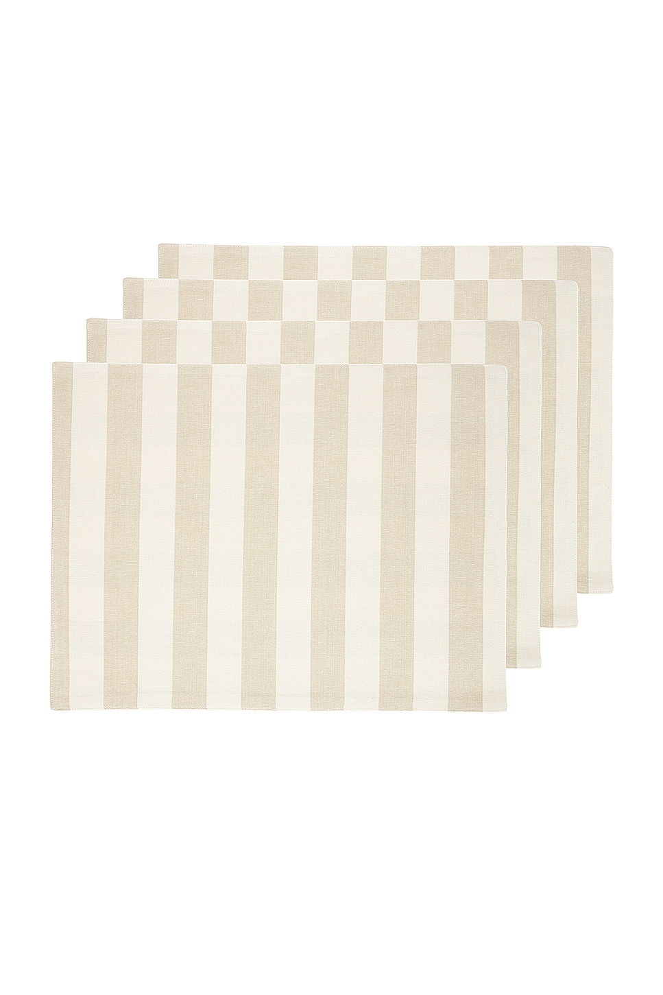 Image 1 of HAWKINS NEW YORK Essential Striped Set Of 4 Placemats in Ivory & Flax