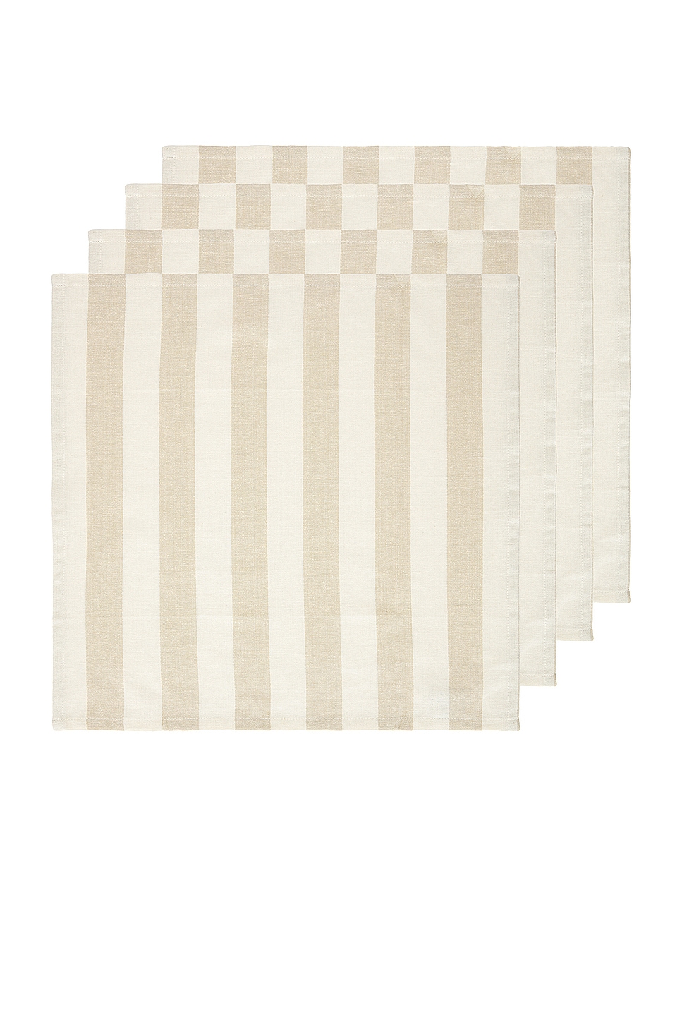 Image 1 of HAWKINS NEW YORK Essential Striped Set Of 4 Dinner Napkins in Ivory & Flax