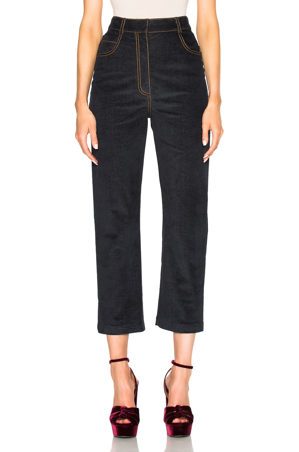 Image 1 of Isa Arfen Velvet Jeans in Washed Black
