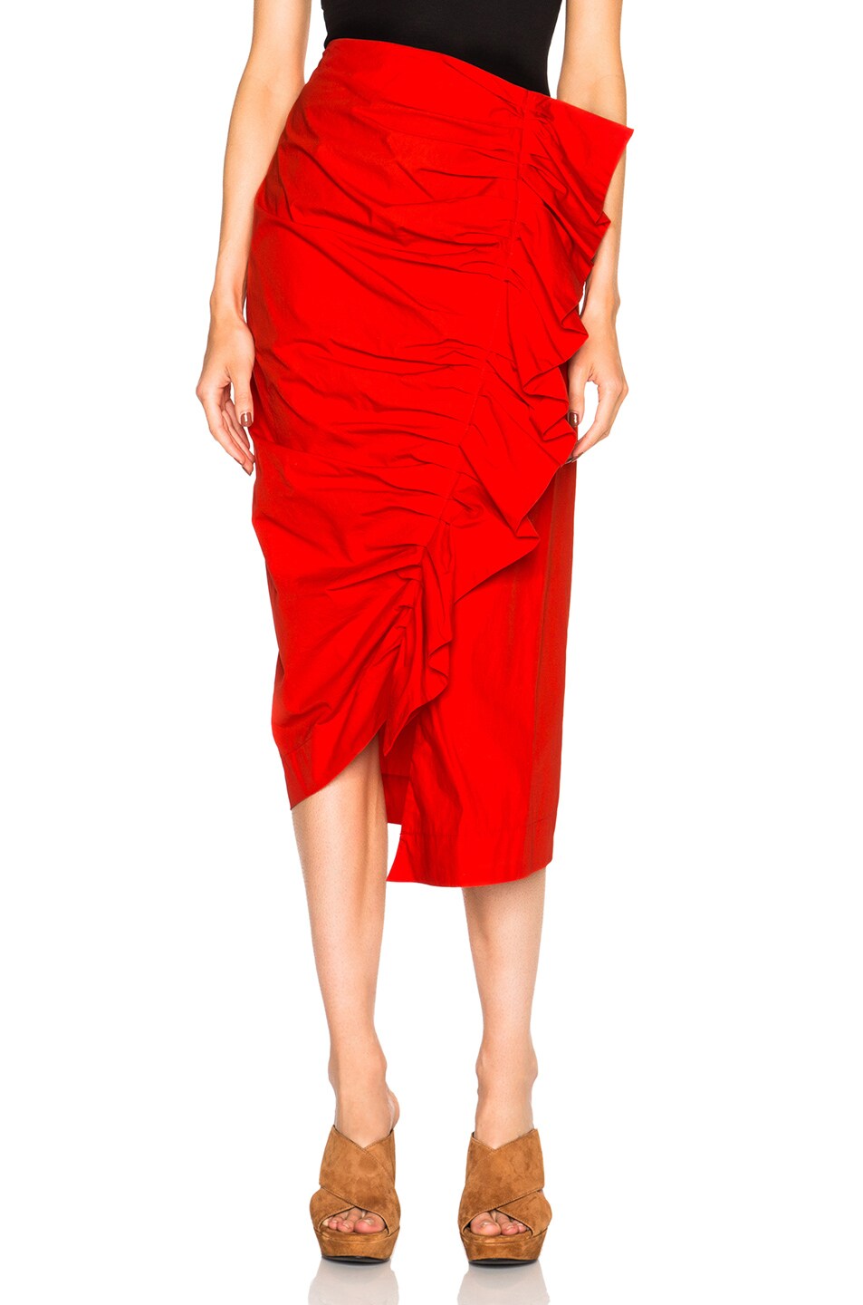 Image 1 of Isa Arfen Ruched Up Skirt in Tomato Red