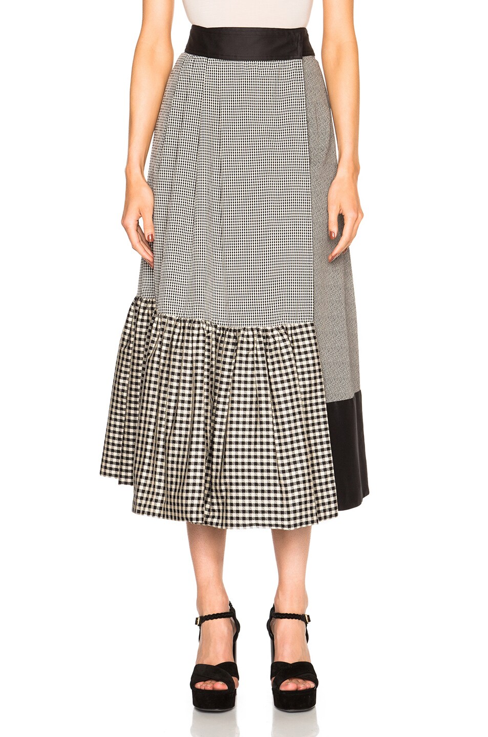 Image 1 of Isa Arfen Asymmetric Wrap Skirt in Check Multi