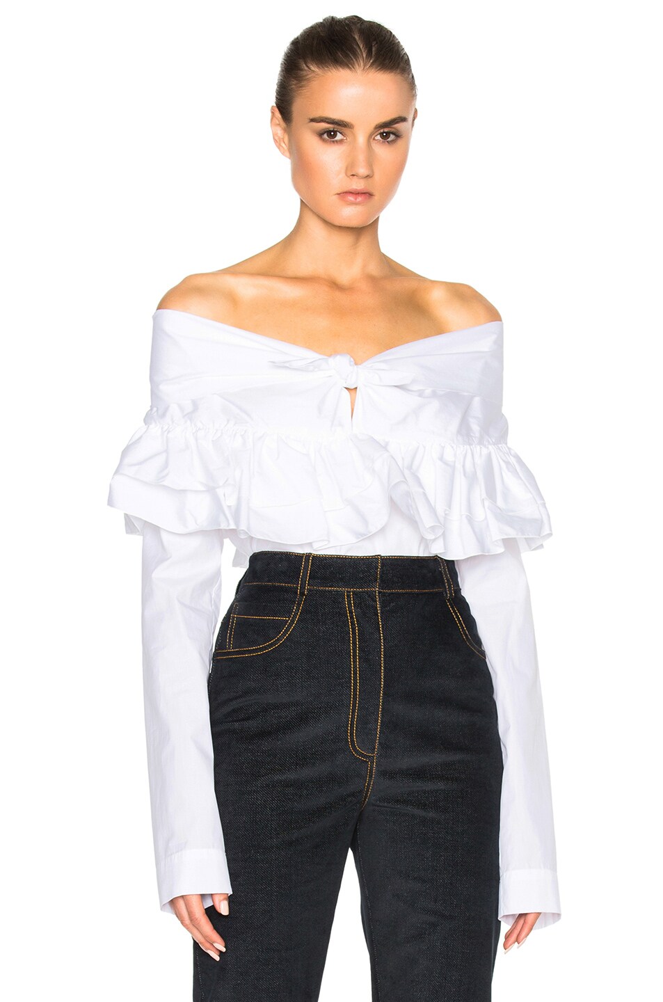 Image 1 of Isa Arfen Ruffle Knot Top in White