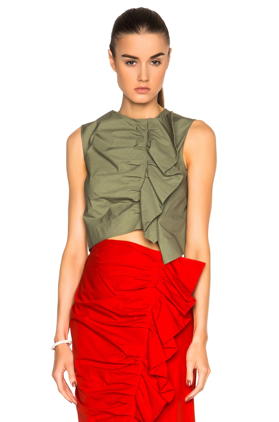 Image 1 of Isa Arfen Ruched Up Top in Khaki